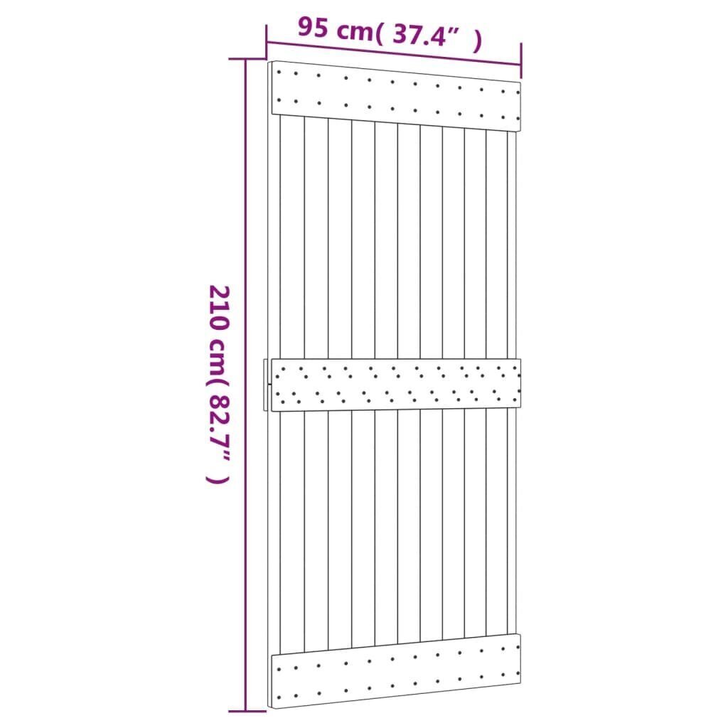 vidaXL liuguks tarvikutega, 95 x 210 cm, männipuit цена и информация | Siseuksed | kaup24.ee