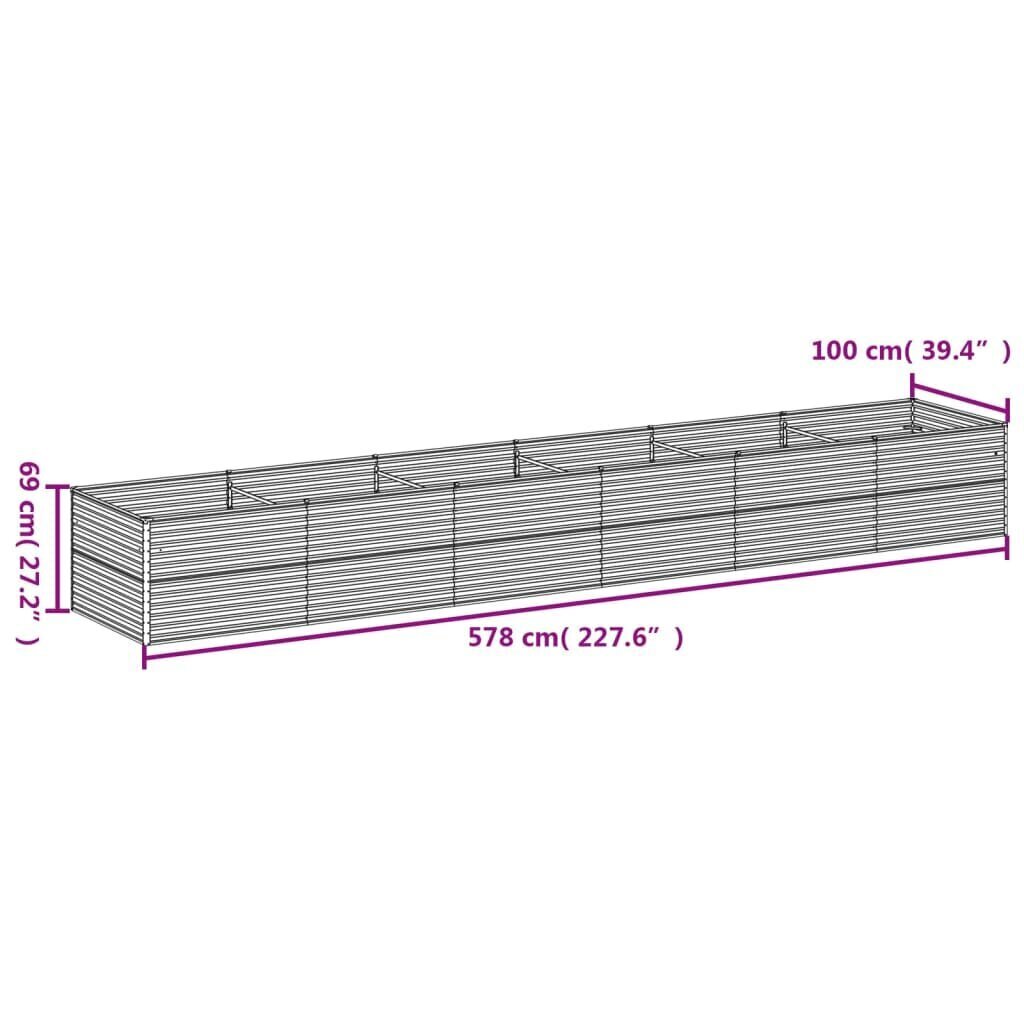 vidaXL taimekast, 578 x 100 x 69 cm, Corten-teras hind ja info | Lillekastid | kaup24.ee
