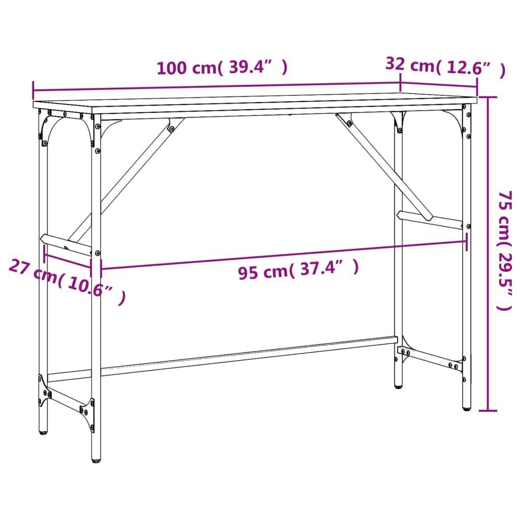 vidaXL konsoollaud, suitsutatud tamm, 100x32x75 cm, tehispuit цена и информация | Konsoollauad | kaup24.ee