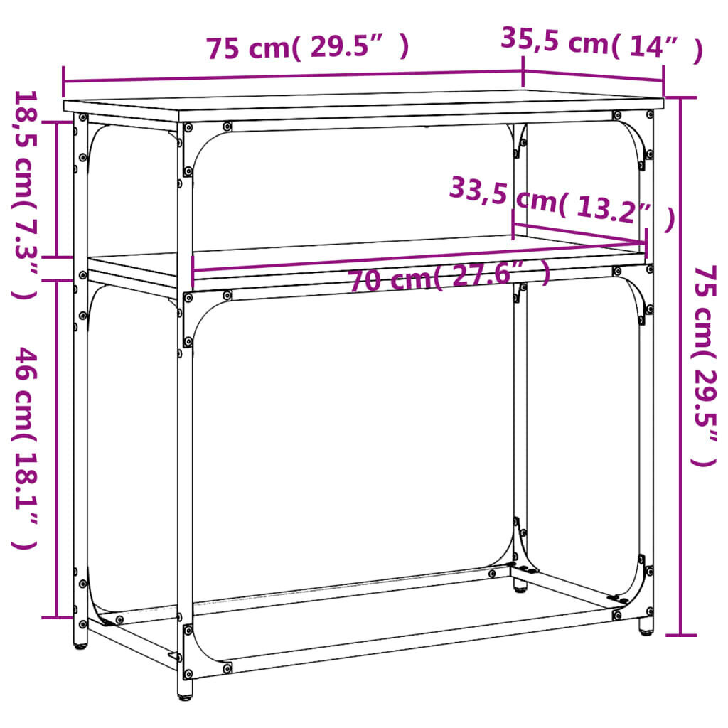 vidaXL konsoollaud, suitsutatud tamm, 75x35,5x75 cm, tehispuit цена и информация | Konsoollauad | kaup24.ee