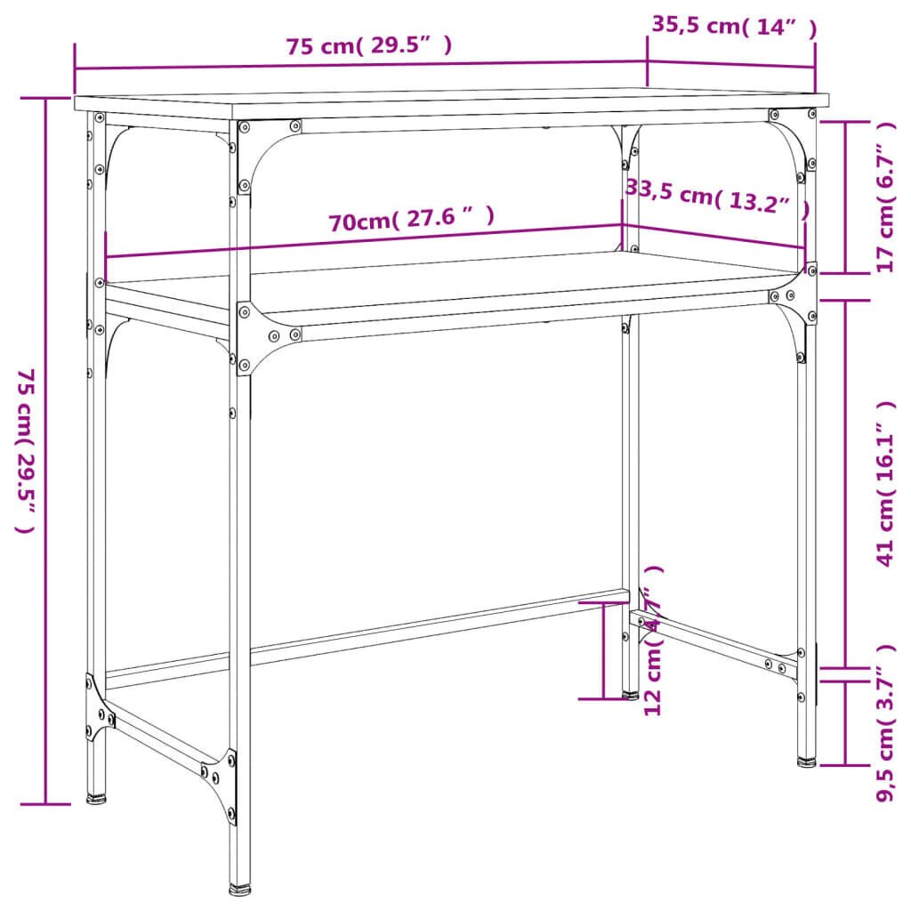 vidaXL konsoollaud, suitsutatud tamm, 75x35,5x75 cm, tehispuit цена и информация | Konsoollauad | kaup24.ee