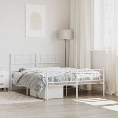 vidaXL metallist voodiraam peatsi ja jalutsiga, valge, 120 x 190 cm hind ja info | Voodid | kaup24.ee