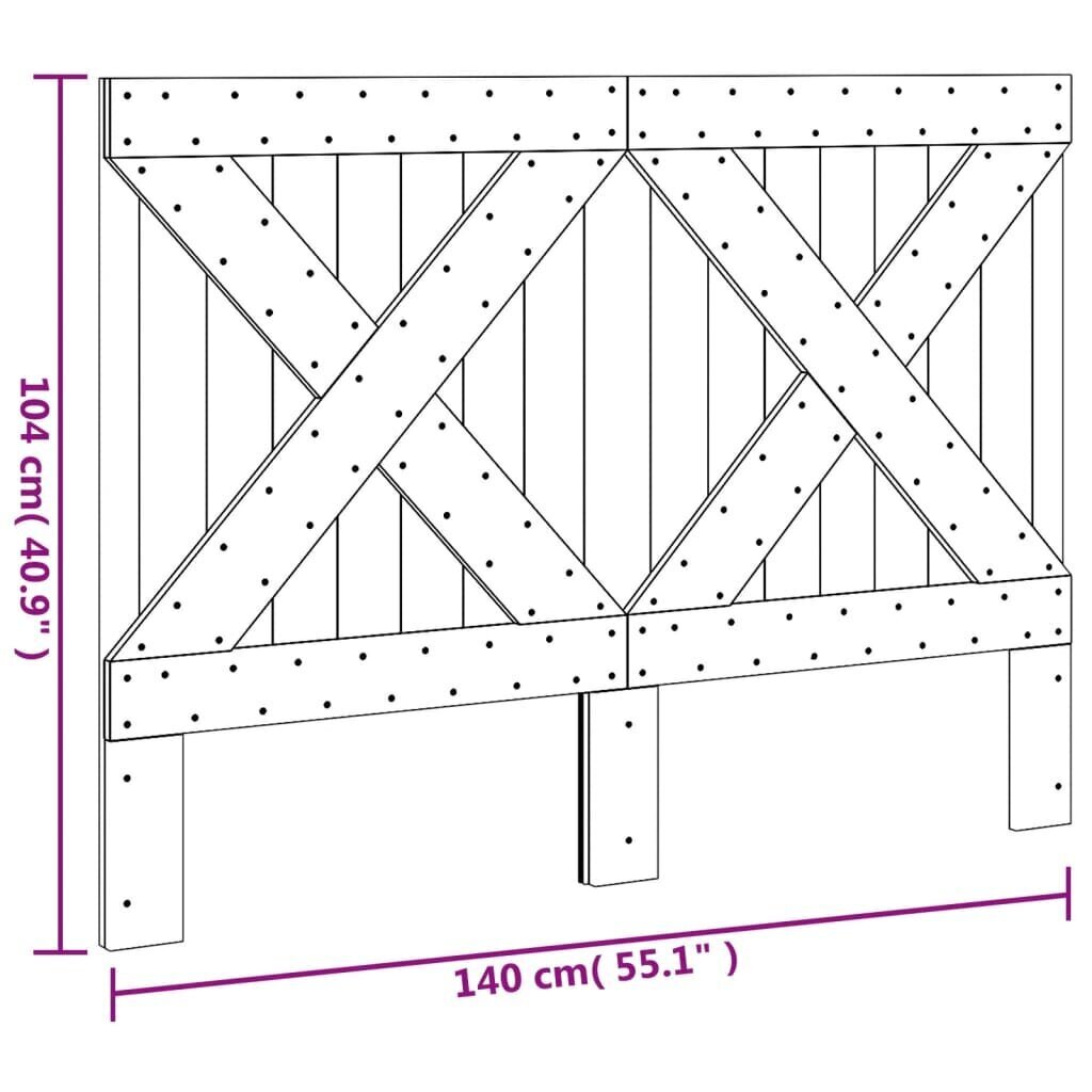 vidaXL voodipeats, 140 x 104 cm, männipuit hind ja info | Voodid | kaup24.ee