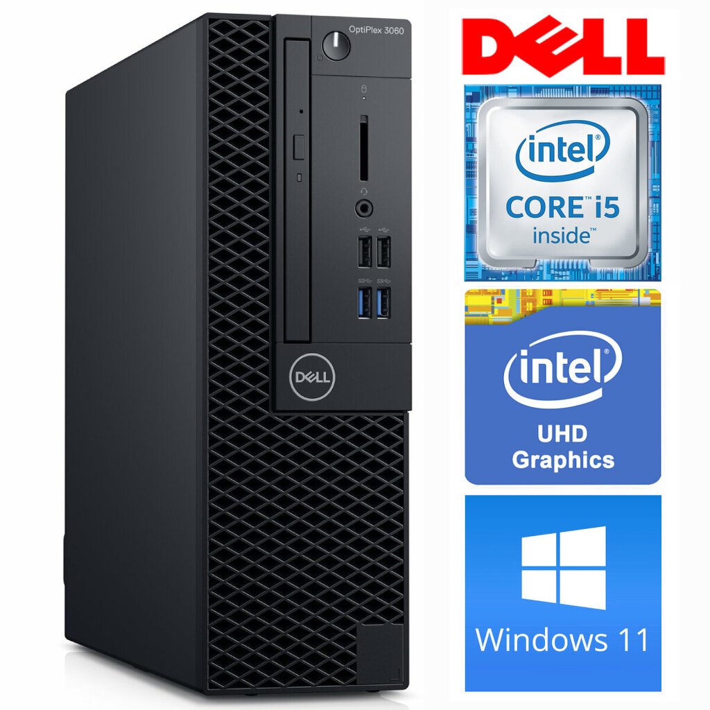 DELL 3060 SFF i5-8500 16GB 1TB SSD M.2 NVME+2TB DVD WIN11Pro hind ja info | Lauaarvutid | kaup24.ee