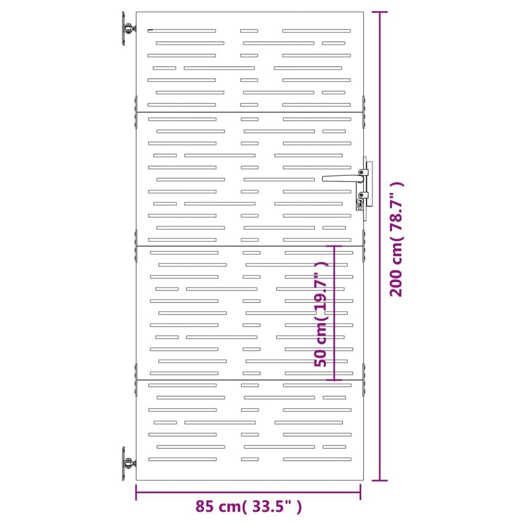 vidaXL aiavärav, 85 x 200 cm, Corteni teras, kandiline kujundus цена и информация | Aiad ja tarvikud | kaup24.ee