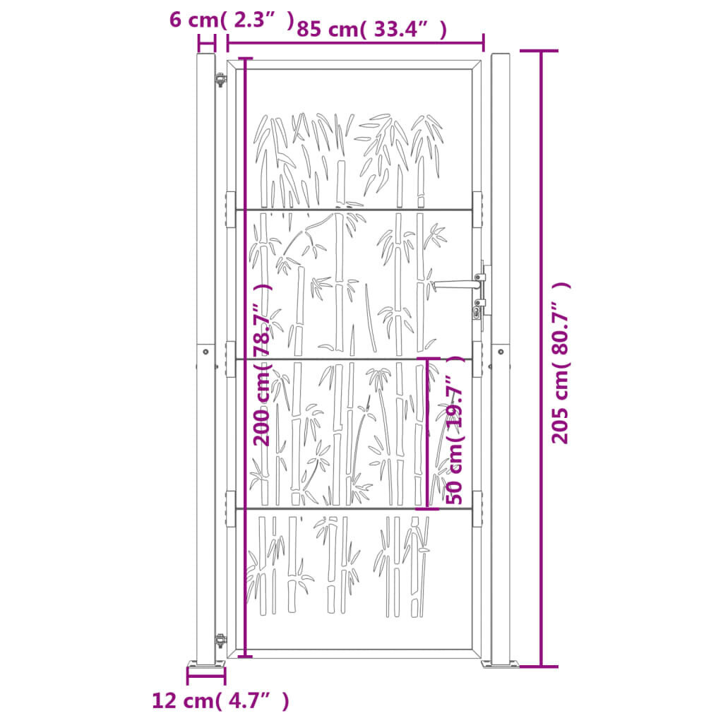 vidaXL aiavärav, antratsiithall, 105x205 cm, teras, bambuse kujundus hind ja info | Aiad ja tarvikud | kaup24.ee