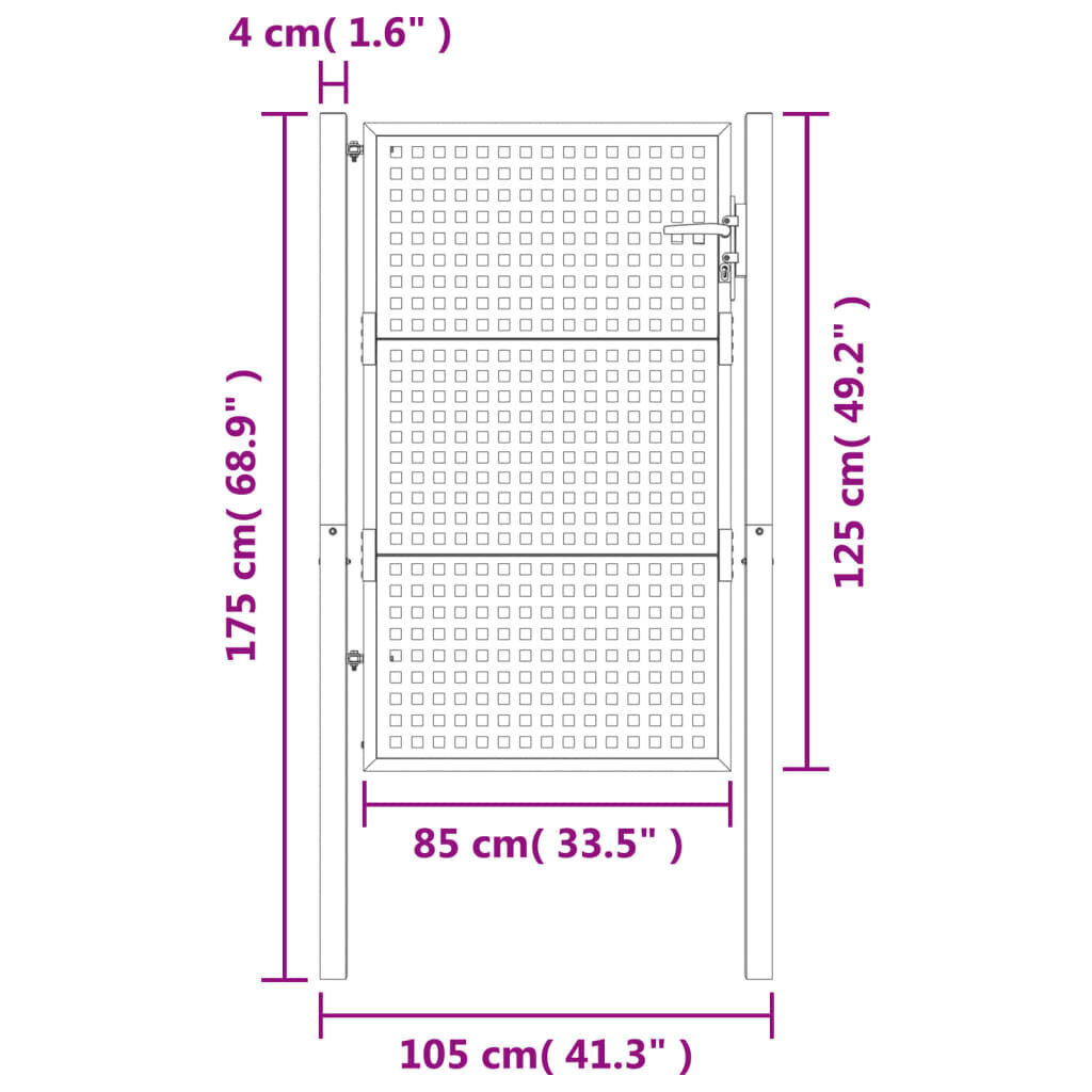 vidaXL aiavärav, antratsiithall, 105 x 175 cm, teras цена и информация | Aiad ja tarvikud | kaup24.ee