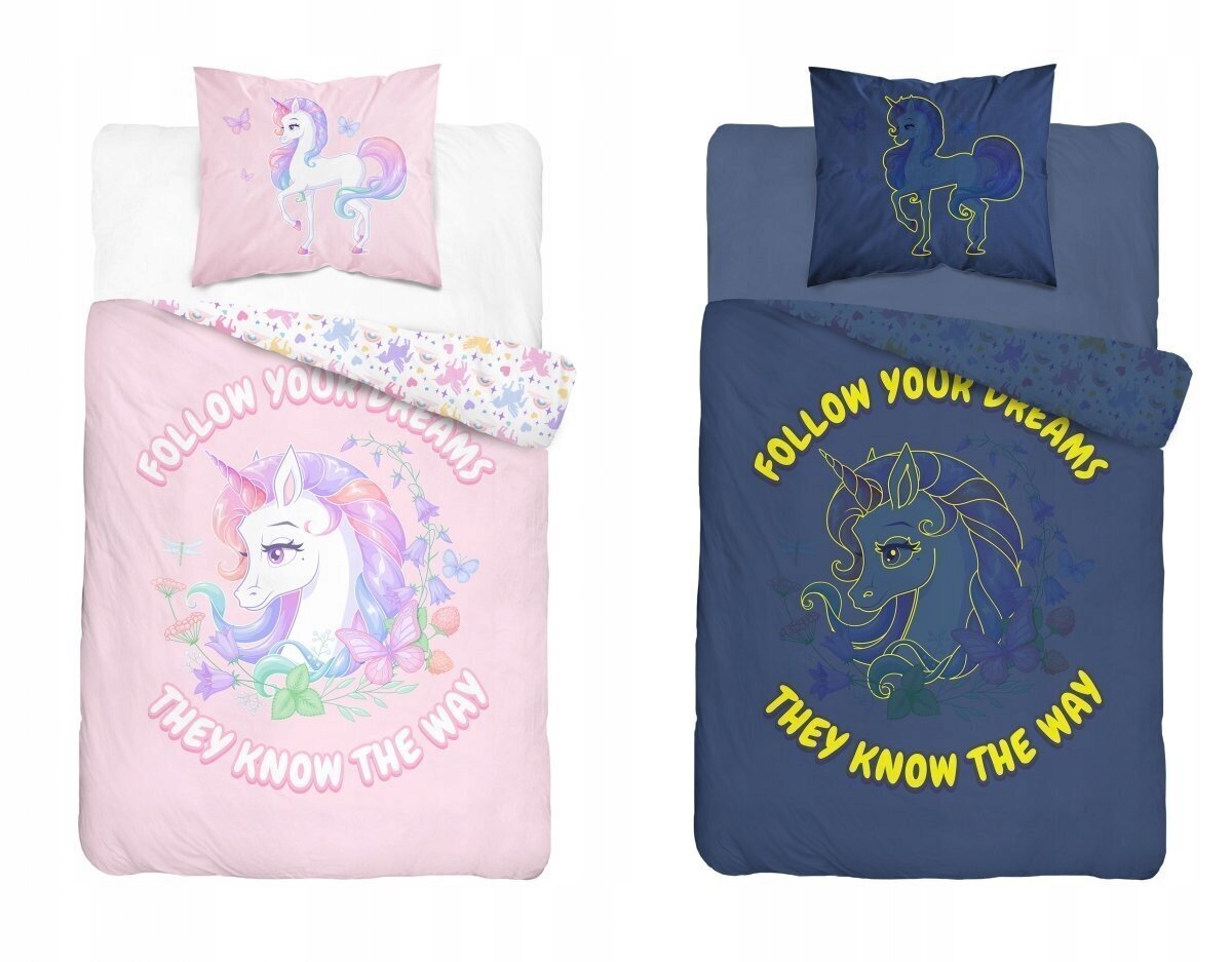 Laste voodipesukomplekt Unicorn, 160 x 200, 2 osa hind ja info | Beebide ja laste voodipesu | kaup24.ee