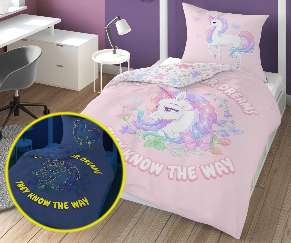 Laste voodipesukomplekt Unicorn, 160 x 200, 2 osa hind ja info | Beebide ja laste voodipesu | kaup24.ee