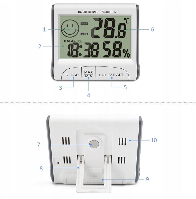 Kodune ilmajaam Termomeeter Hügromeeter Kell цена и информация | Ilmajaamad, termomeetrid | kaup24.ee