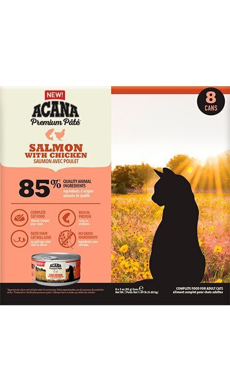 Acana Premium pasteet kassidele koos lõhe ja kanaga, 85g, 8 tk. hind ja info | Konservid kassidele | kaup24.ee