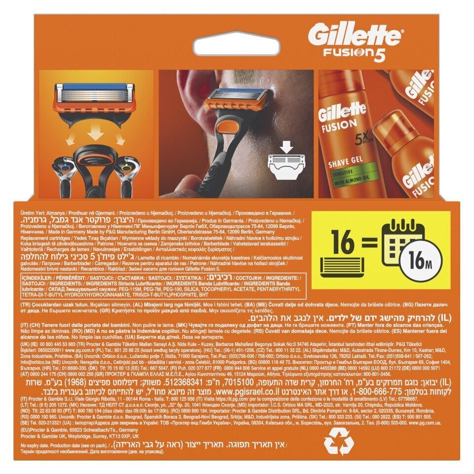 Raseerimispead Gillette Fusion 5, 16 tk hind ja info | Raseerimisvahendid | kaup24.ee