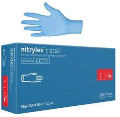 Ühekordsed nitriilkindad Mercator Nitrylex Classic, suurus L, sinine, 100 tk цена и информация | Аптечки | kaup24.ee