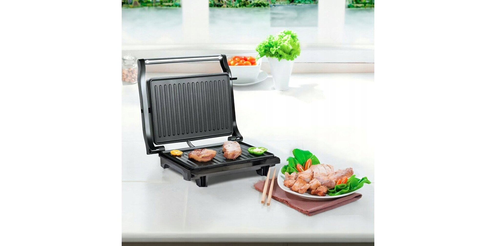 Elektrigrill, Retoo E345 must, 750 W цена и информация | Elektrigrillid | kaup24.ee