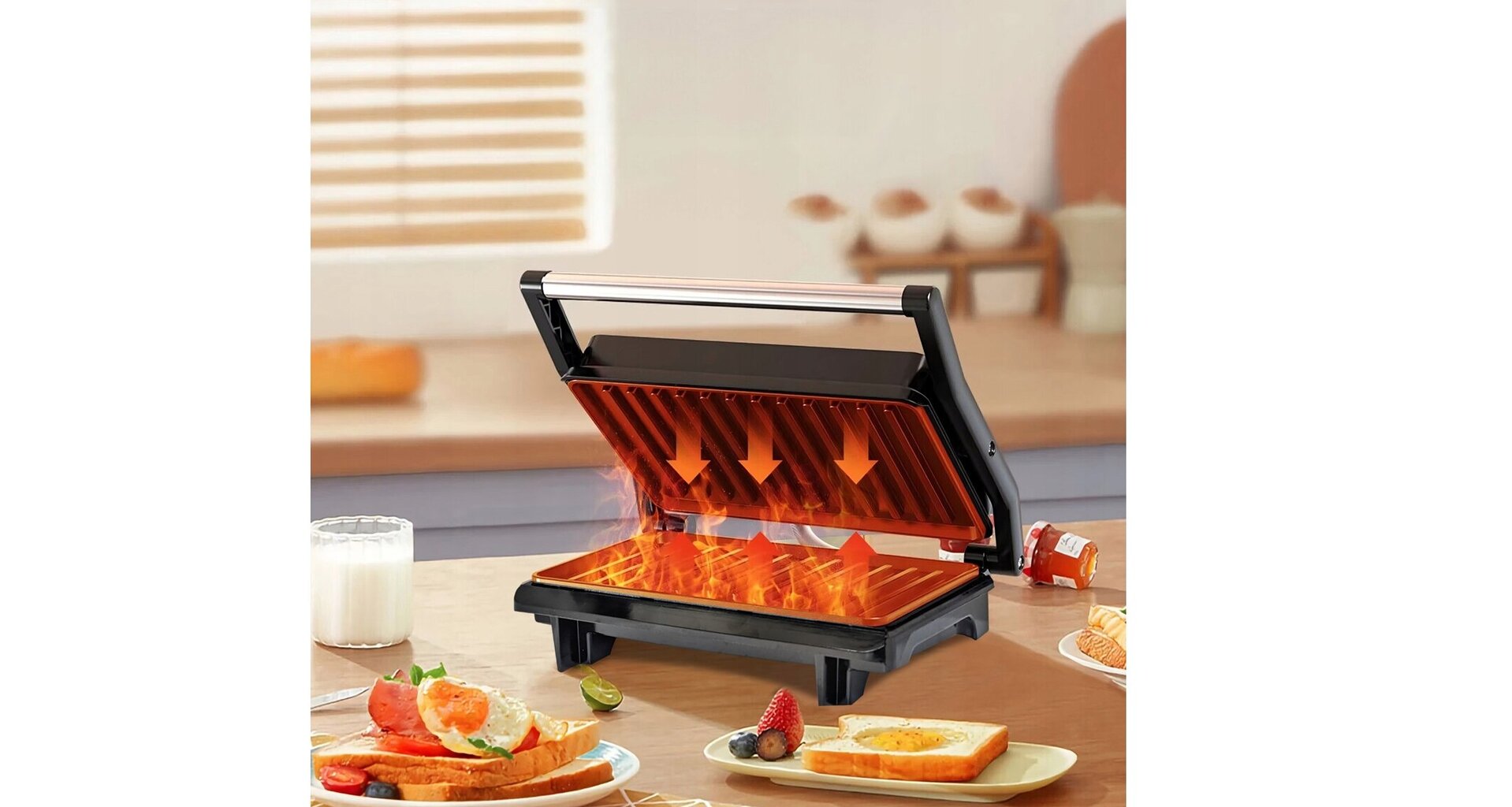 Elektrigrill, Retoo E345 must, 750 W цена и информация | Elektrigrillid | kaup24.ee