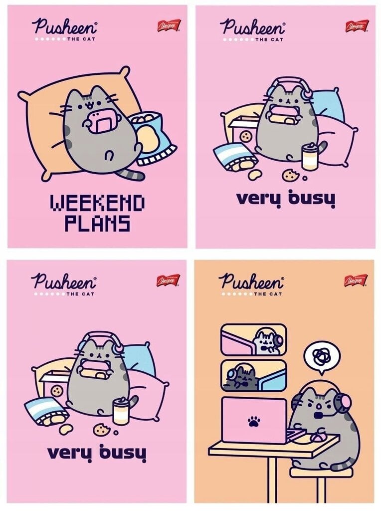 Märkmik Pusheen, 32 lehte, 4 tk hind ja info | Vihikud, märkmikud ja paberikaubad | kaup24.ee