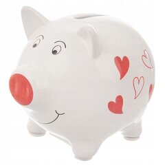 Копилка белая свинка с сердечками 9х7,5х8 см цена и информация | Оригинальные копилки | kaup24.ee