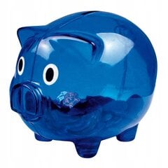 Пластиковая прозрачная копилка синего цвета в виде свинки 12,5х10х10см цена и информация | Оригинальные копилки | kaup24.ee