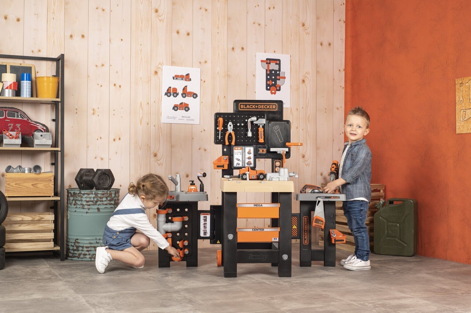 Töölaud koos töövahenditega lastele Black Decker, 100 tk hind ja info | Poiste mänguasjad | kaup24.ee