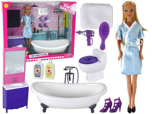 Кукла в голубом халате и с аксессуарами для ванной комнаты цена и информация | Игрушки для девочек | kaup24.ee