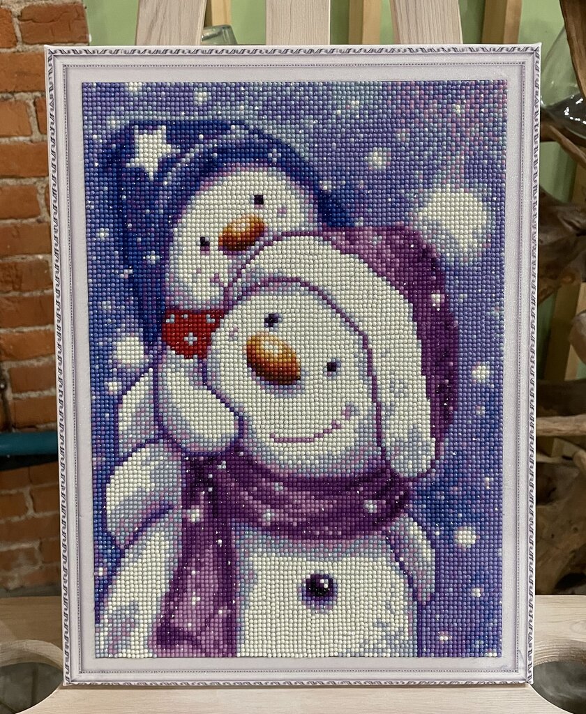 Teemantmosaiik raamiga TM Varvikas - Happy Snowman Family LE124e 30x40 cm hind ja info | Teemantmaalid, teemanttikandid | kaup24.ee