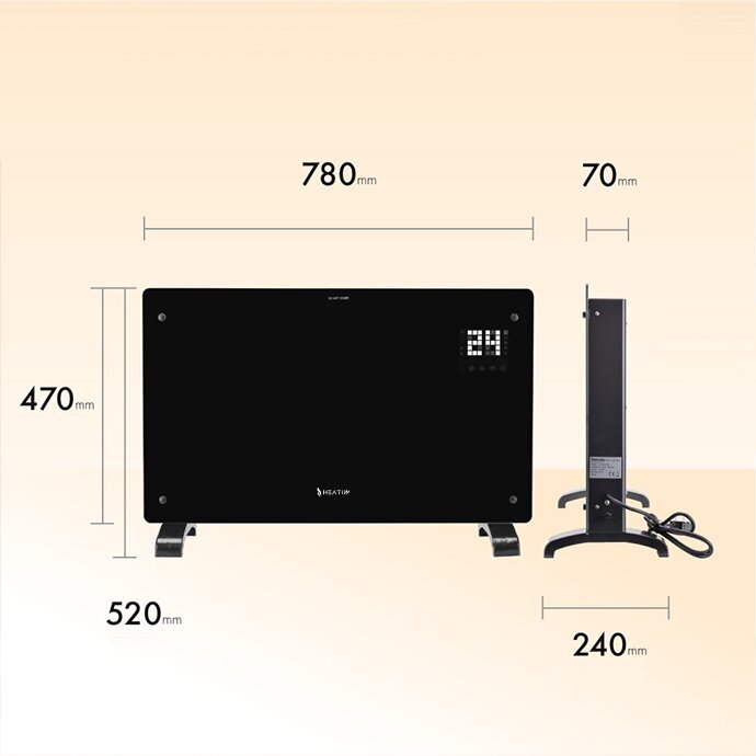 Konvektsioonkütteseade elektriradiaator Heatum REVO H2000R, must цена и информация | Küttekehad | kaup24.ee