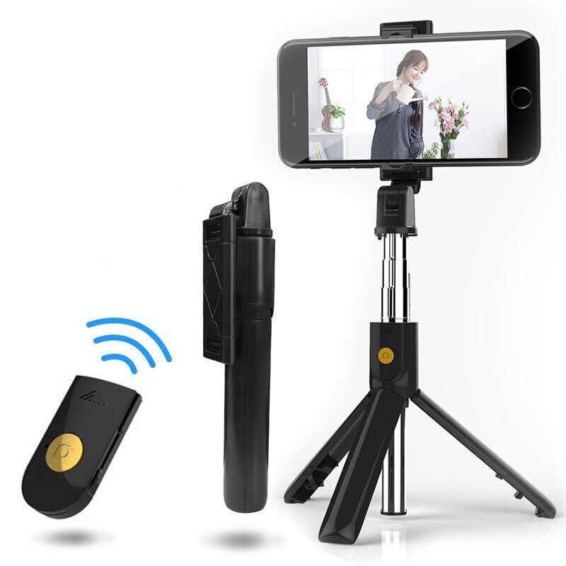 Selfie Stick - eemaldatava bluetooth-puldi ja statiiviga - K07, melna hind ja info | Selfie sticks | kaup24.ee