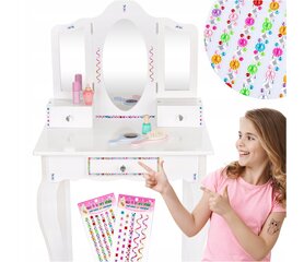 Детский косметический столик со стулом и аксессуарами, белый цена и информация | Игрушки для девочек | kaup24.ee