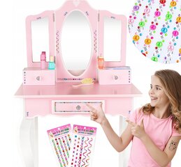 Детский косметический столик со стулом и аксессуарами, розовый цена и информация | Игрушки для девочек | kaup24.ee