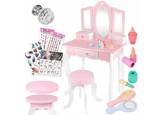 Laste kosmeetikalaud toolide ja tarvikutega, roosa hind ja info | Tüdrukute mänguasjad | kaup24.ee