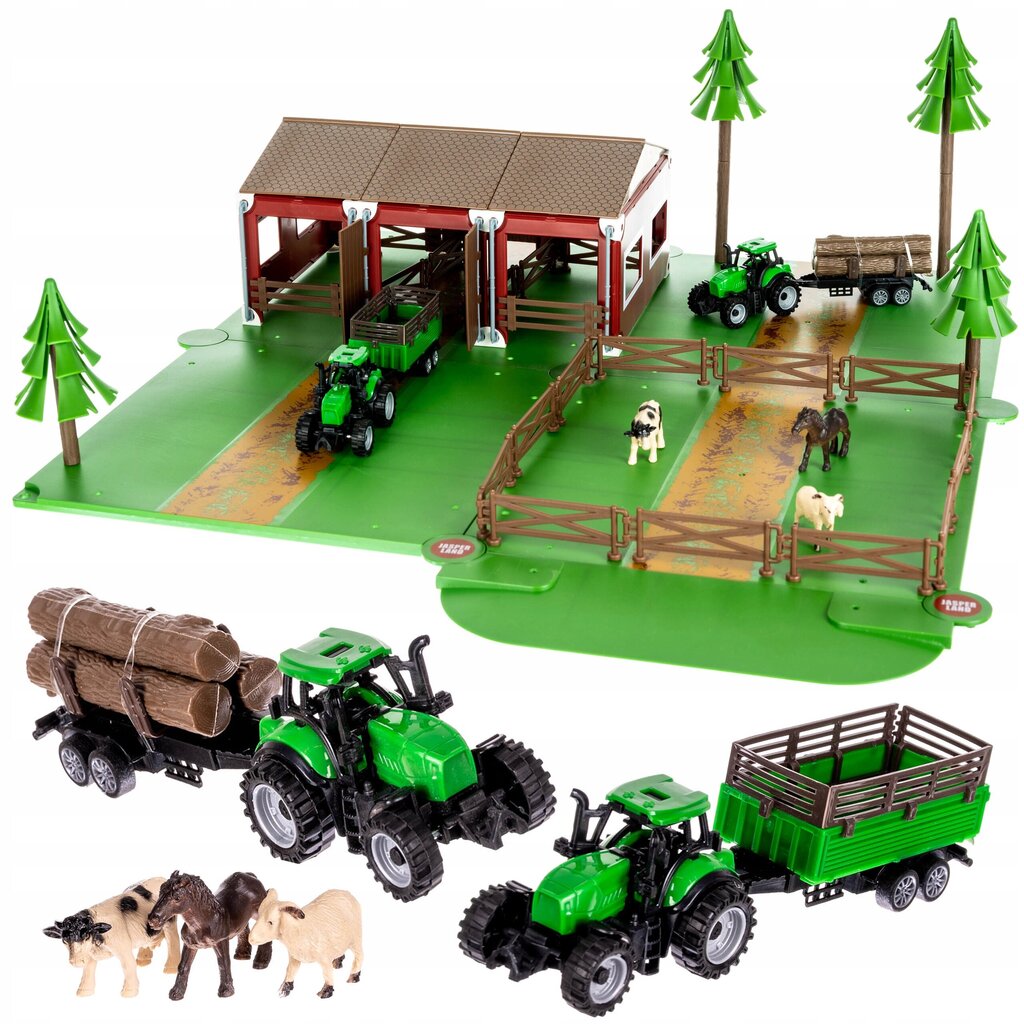 Talu loomade ja 2 taluautoga Kruzzel hind ja info | Poiste mänguasjad | kaup24.ee