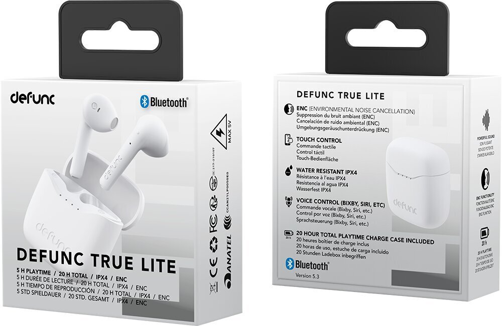 Defunc True Lite Earbuds D4262 White цена и информация | Kõrvaklapid | kaup24.ee