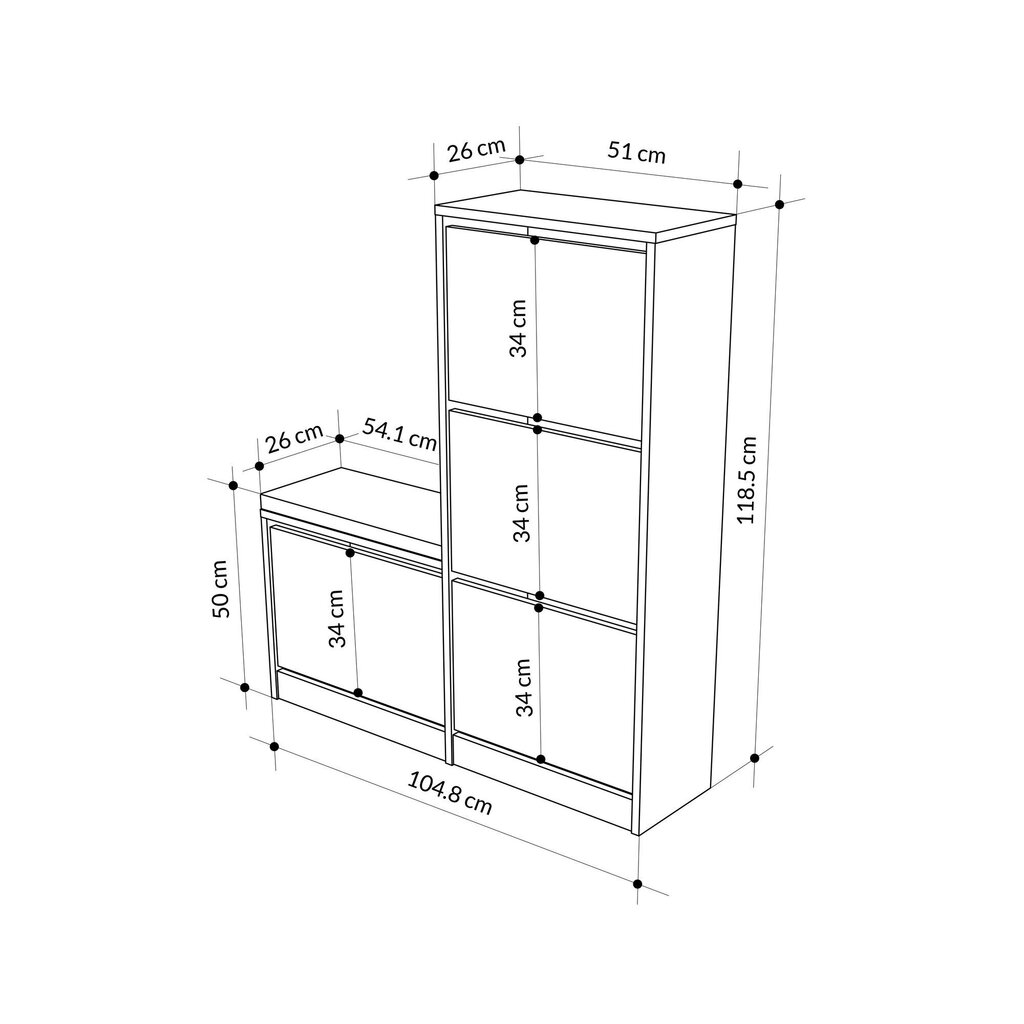 Kingakapp Asir, 105x118,5x26cm, pruun hind ja info | Jalatsikapid, jalatsiriiulid | kaup24.ee