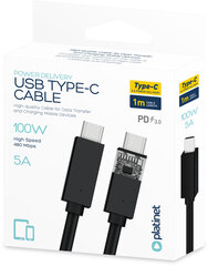 Platinet кабель USB-C - USB-C 5A 100W 1 м, черный (PUCC5A1B) цена и информация | Кабели для телефонов | kaup24.ee