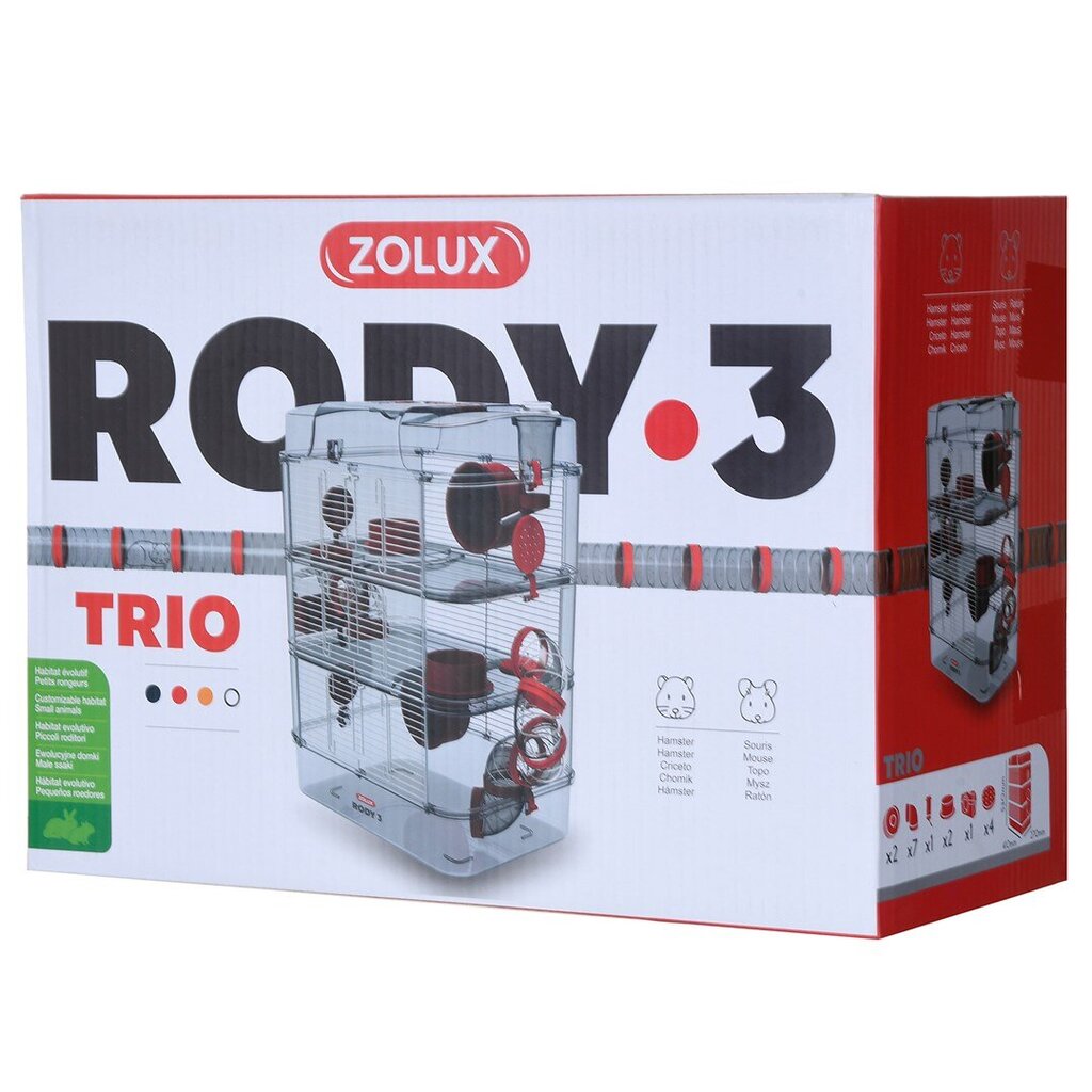 Puur närilistele Zolux Rody3 Trio, punane цена и информация | Puurid ja tarvikud väikeloomadele | kaup24.ee