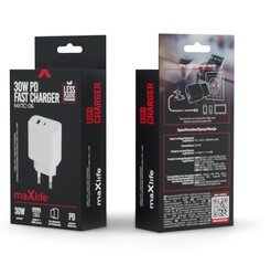 Maxlife MXTC-06 PD QC charger 1x USB-C 1x USB 20W white цена и информация | Адаптер Aten Video Splitter 2 port 450MHz | kaup24.ee