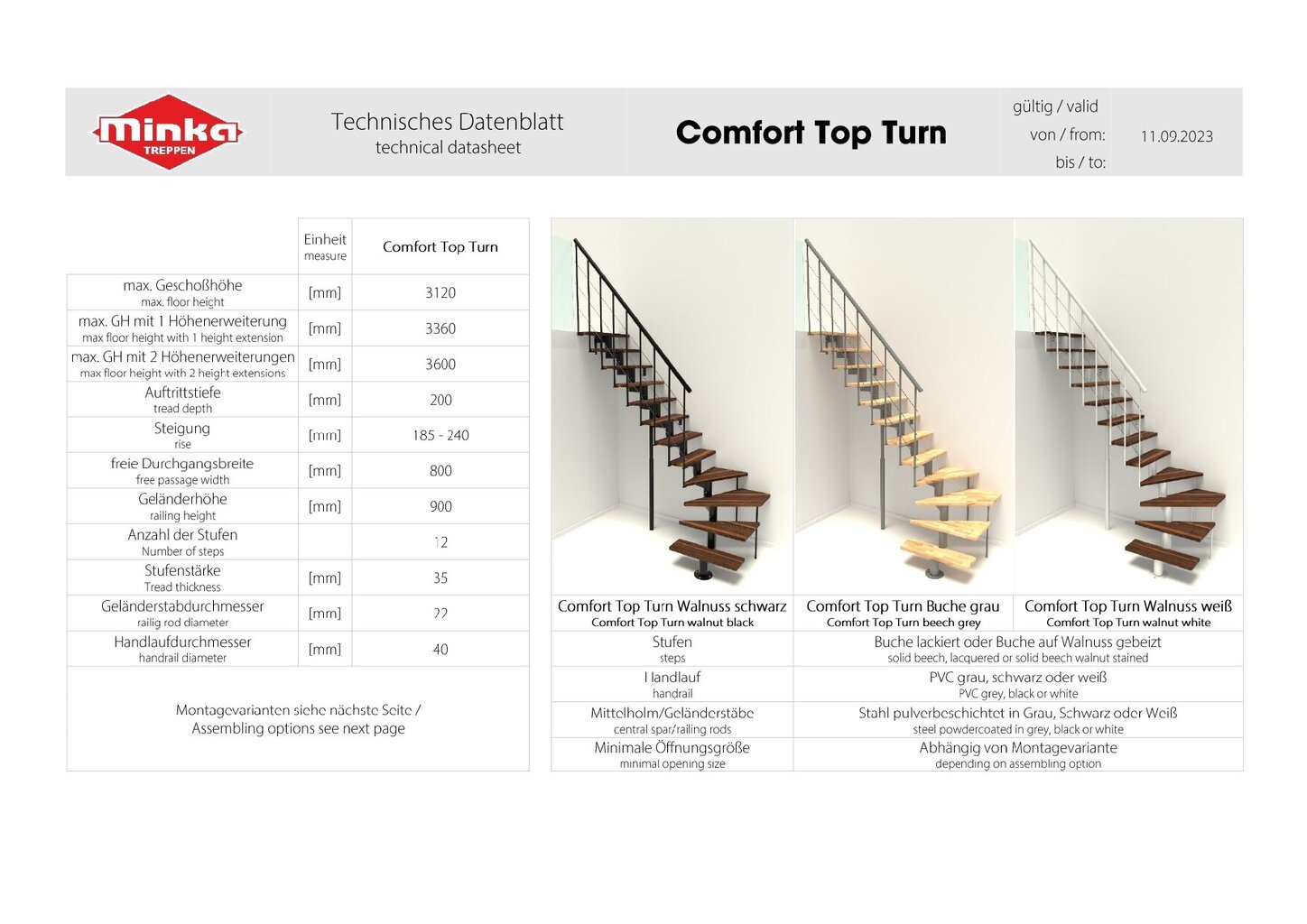 Moodul trepp Comfort Top Turn Minka, Valge / Pöök 1/4 Pööre, komplekti kõrgus: 312 cm цена и информация | Trepid | kaup24.ee