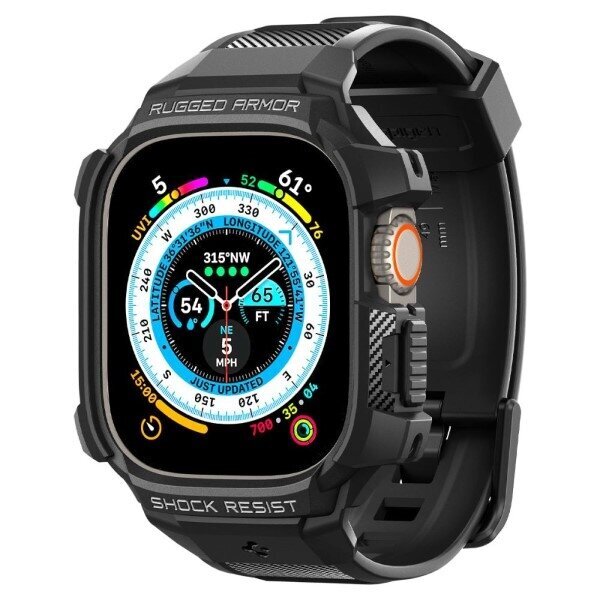 Spigen Rugged Armor Pro Apple Watch Ultra 49mm Black ACS05460 цена и информация | Nutikellade ja nutivõrude tarvikud | kaup24.ee