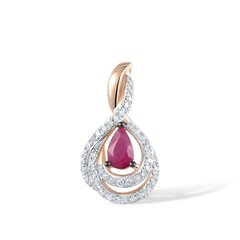 Kuldripats teemantide ja rubiiniga naistele цена и информация | Украшения на шею | kaup24.ee