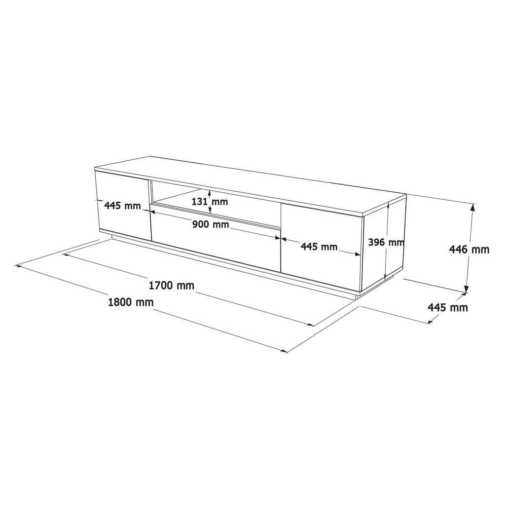 Elutoamööbli komplekt Asir, 180x44,6x44,5cm, 90x28,6x60cm, valge/beež hind ja info | TV alused | kaup24.ee