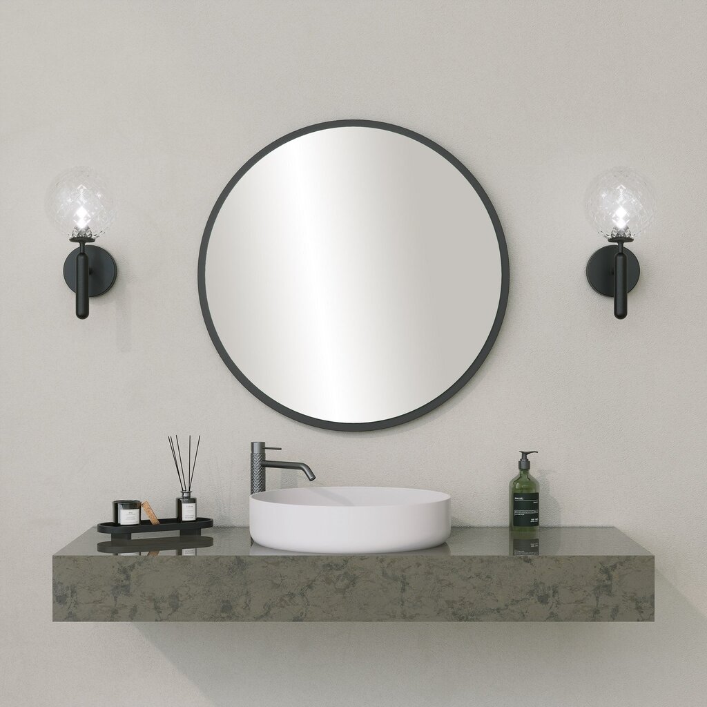 Peegel Asir, 60x60x1,2cm, must hind ja info | Vannitoa peeglid | kaup24.ee