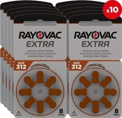 Батарейки для слуховых аппаратов Rayovac Extra PR41 312, 80шт. цена и информация | Батерейки | kaup24.ee