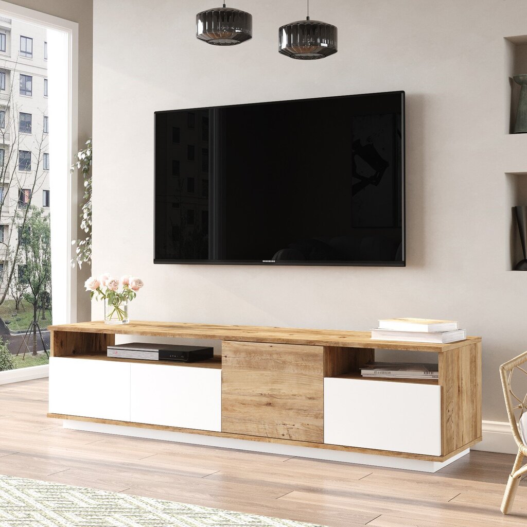 TV alus Asir, 180x44,6x44,5cm, valge/beež цена и информация | TV alused | kaup24.ee