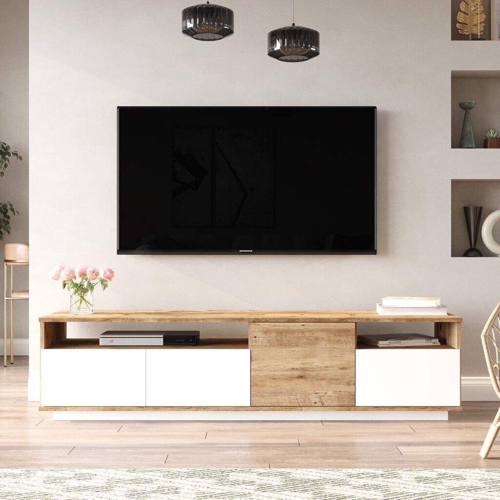 TV alus Asir, 180x44,6x44,5cm, valge/beež цена и информация | TV alused | kaup24.ee