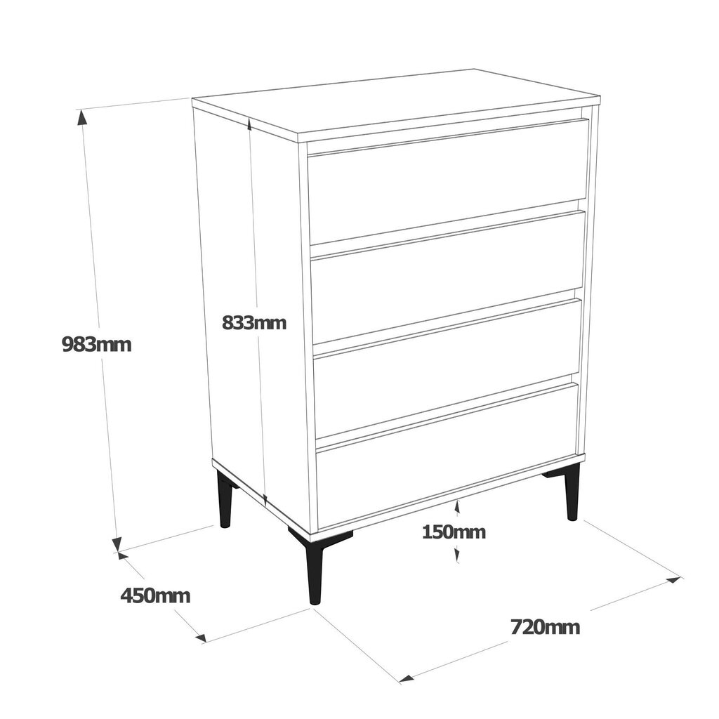 Kummut Asir, 72x98,3x45cm, beež hind ja info | Kapid | kaup24.ee