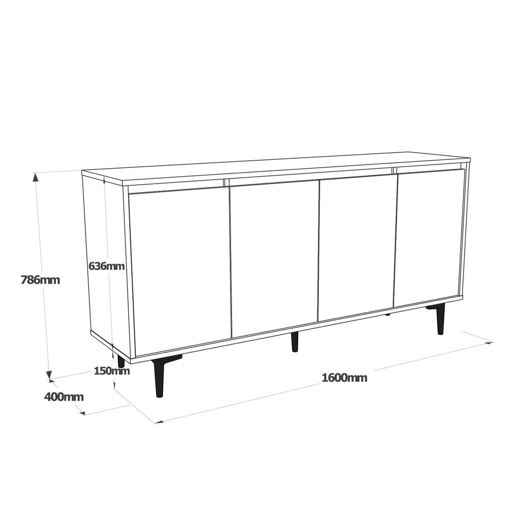 Abikapp Asir, 160x78,6x40cm, hall/pruun цена и информация | Konsoollauad | kaup24.ee