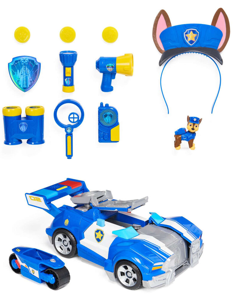 Politseiauto Paw Patrol The Movie Chase 2-in-1 + tarvikud Chase maskeerimine hind ja info | Poiste mänguasjad | kaup24.ee