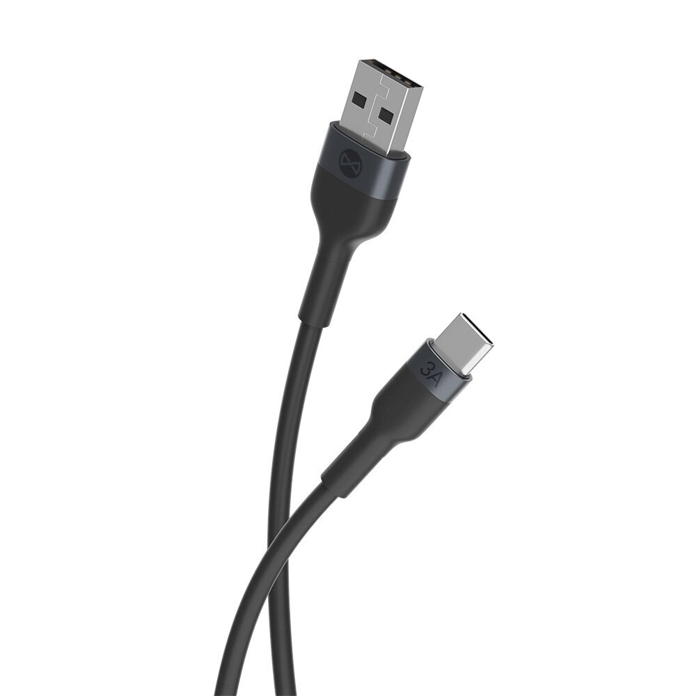 Forever Flexible cable USB - USB-C 1,0 m 3A black цена и информация | Mobiiltelefonide kaablid | kaup24.ee