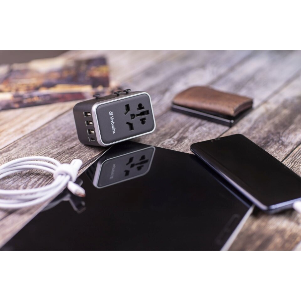 Verbatim Uni.Travel Adapt.UTA-04 USB-C 61W 2xUSB-C 3xUSB-A 49546 цена и информация | USB jagajad, adapterid | kaup24.ee