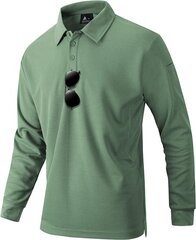Мужская рубашка-поло igeekwell, длинный рукав, зеленая цена и информация | Мужские рубашки | kaup24.ee